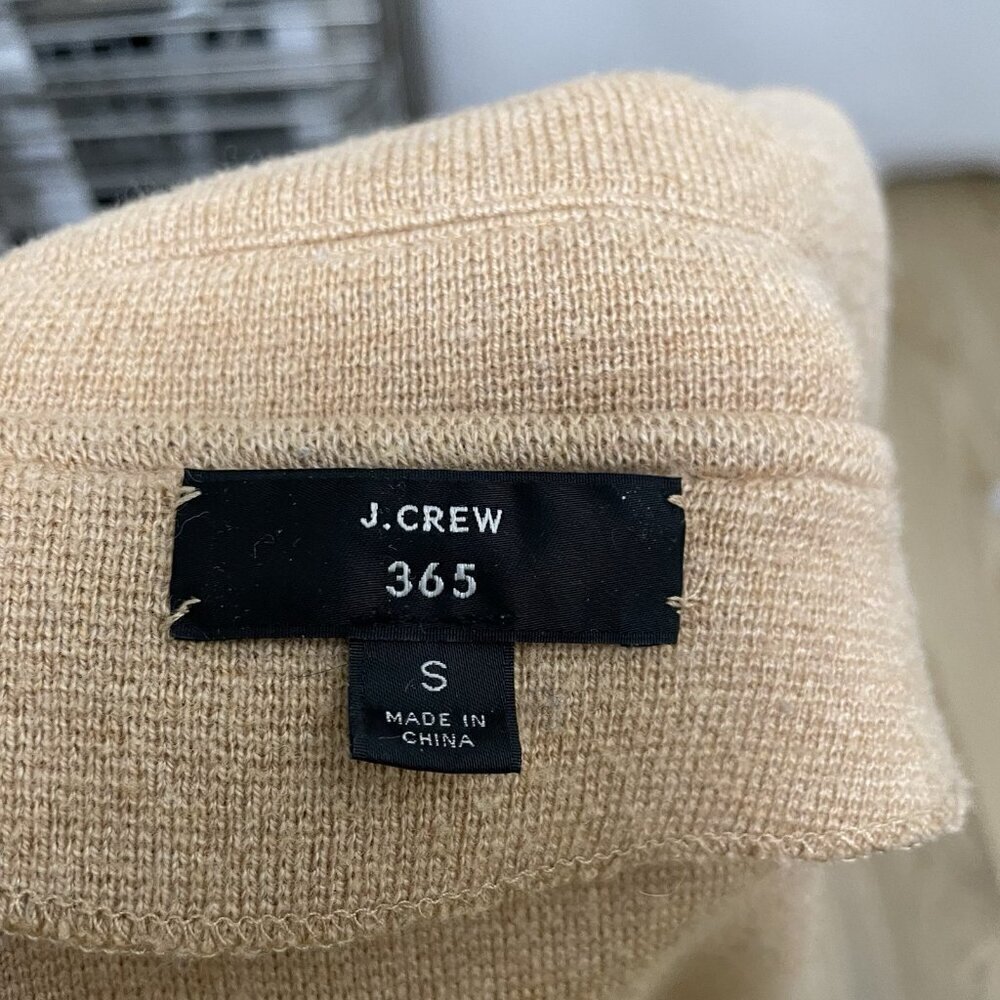 J Crew Merino Wool Blend Sweater Blazer Open Front Camel Brown Preppy size Small - Picture 7 of 8
